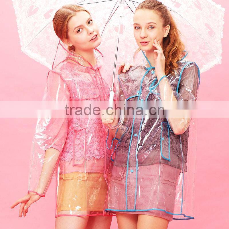 Factoty Ladies Plastic Raincoats, Fashion Transparent Plastic Raincoats for Women
