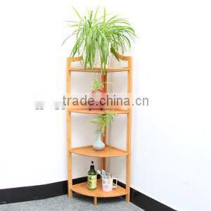 bamboo triangle display shelf, bamboo corner rack 3 tiers