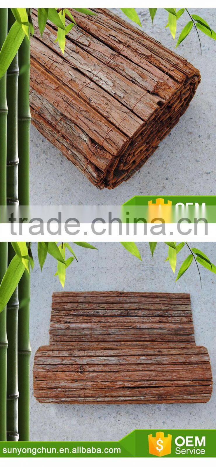Strong natural garden bark fencing rolls sells in the supermarket