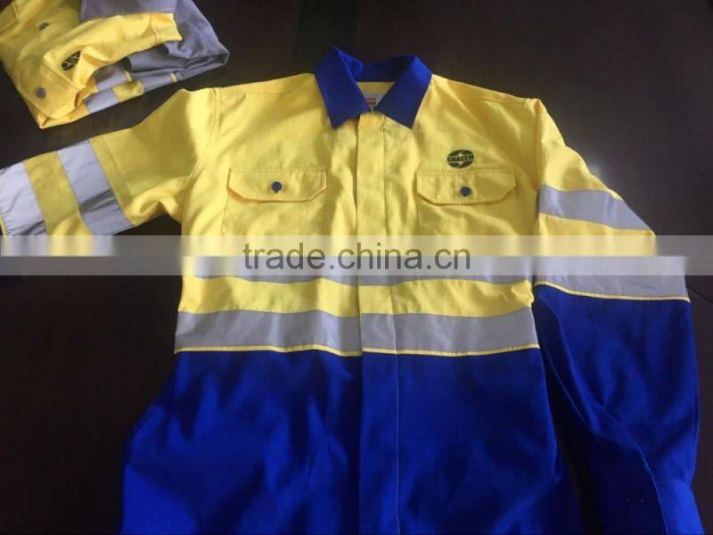 High quality men's reflective overall blue wear rough workwear