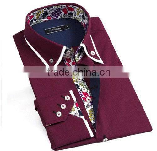 New Italian designs man dress shirts fashion man shirts double collar shirts wine