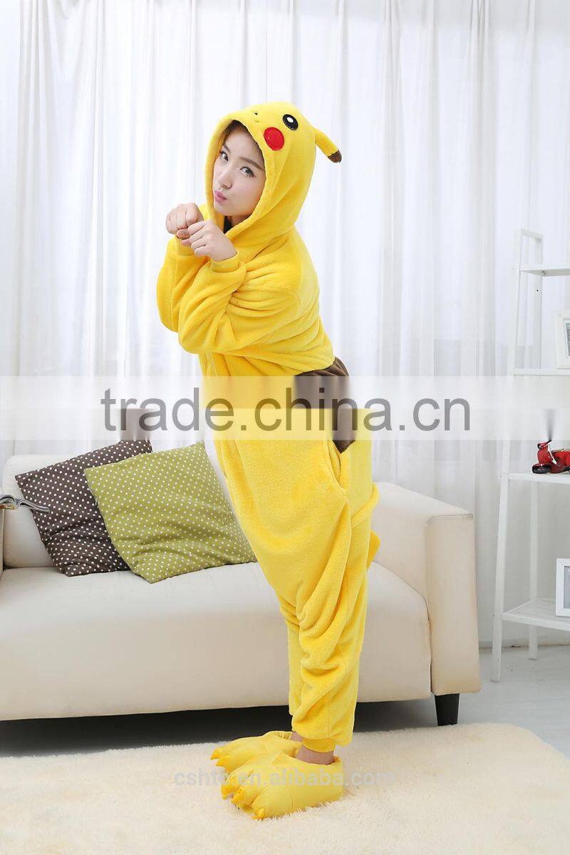 flannel cartoon adult animal jumpsuit animal pajamas jumpsuit Pikachu design