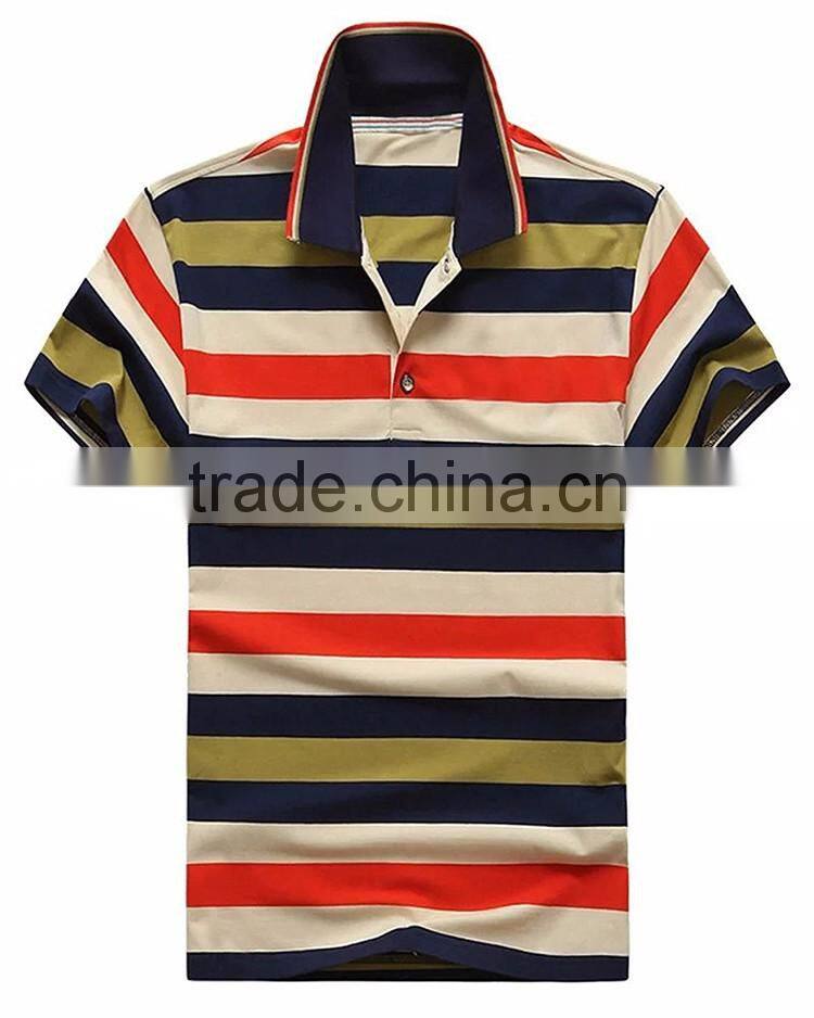 (Reliable and Stable Supplier) 2017 100% Cotton Stripe Polo T shirt Importing from China with Free Fitting Sample