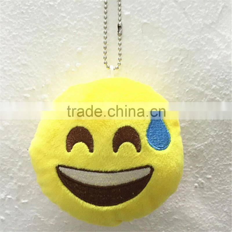 2016 Popular cheap Stuffed Plush Soft Toy Key Chains Yellow emoji keychain