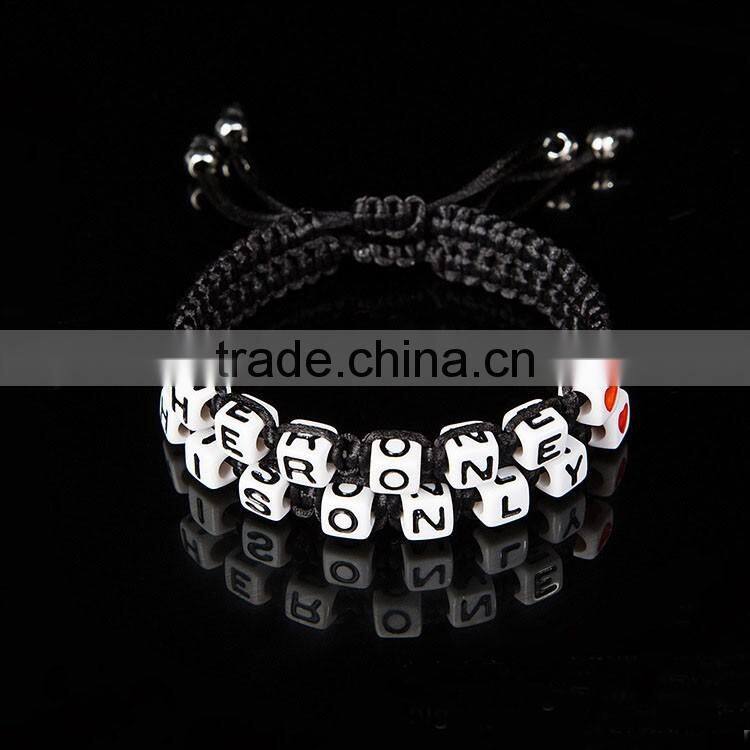 Diy woven key lock charms bracelet red cord braided handcuffs bracelet cheap couple bracelets for 2016 promotional items