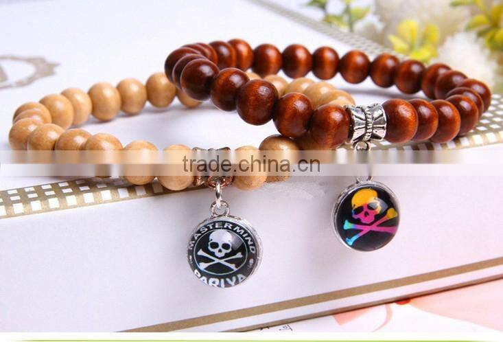 customized UK flag glass dome charm wood bracelets jewelry