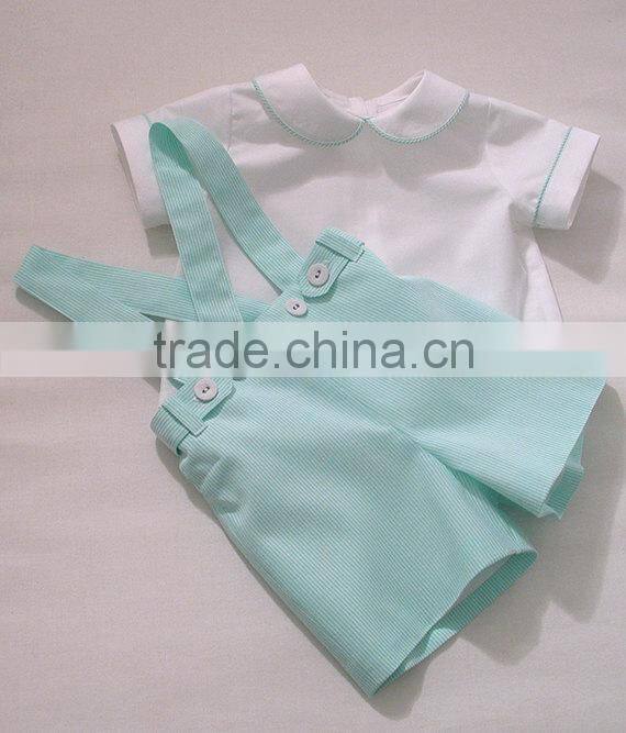 Elegant Custom Cotton Strips Overalls Kids Clothes Elegant Baby Boys Matching Clothing Sets
