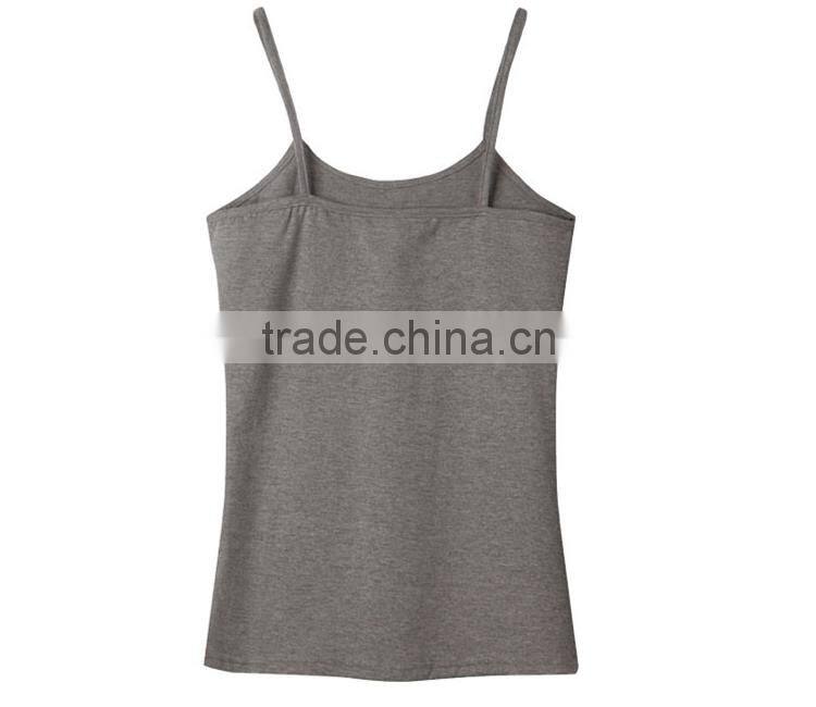 high quality various color cotton/spandex spaghetti strap women white tank top