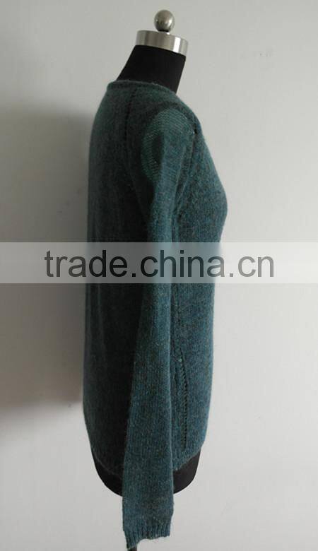 Fashion ladies V neck pullover with bead around neck style