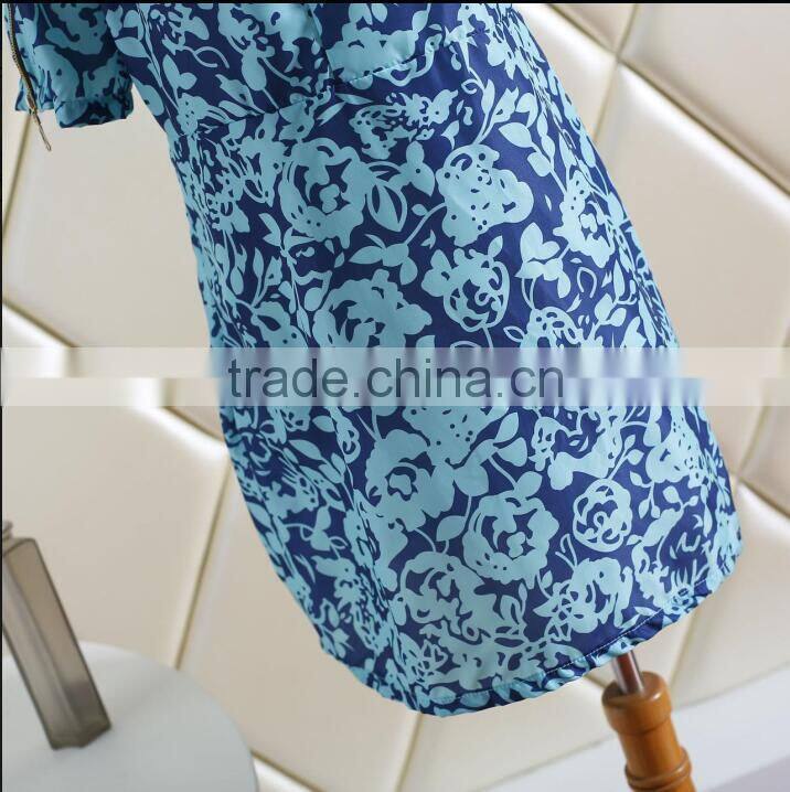 Hot Sale Euro Fashion L-6XL Printed Polyester Fat women dress Round Neck Long sleeve bodycon plus szie dress for women