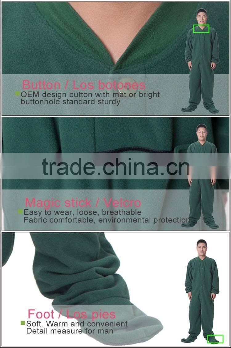 100 polyesre polar fleece fashion adult onesie plain colour for men