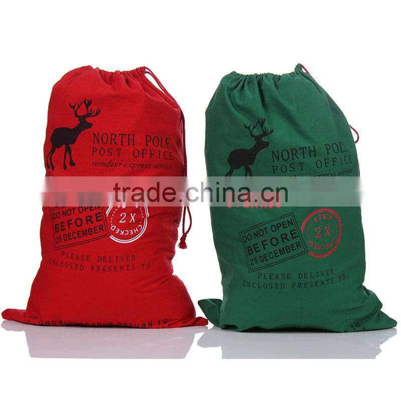 Personalized Canvas Santa Sack With Red Drawstring