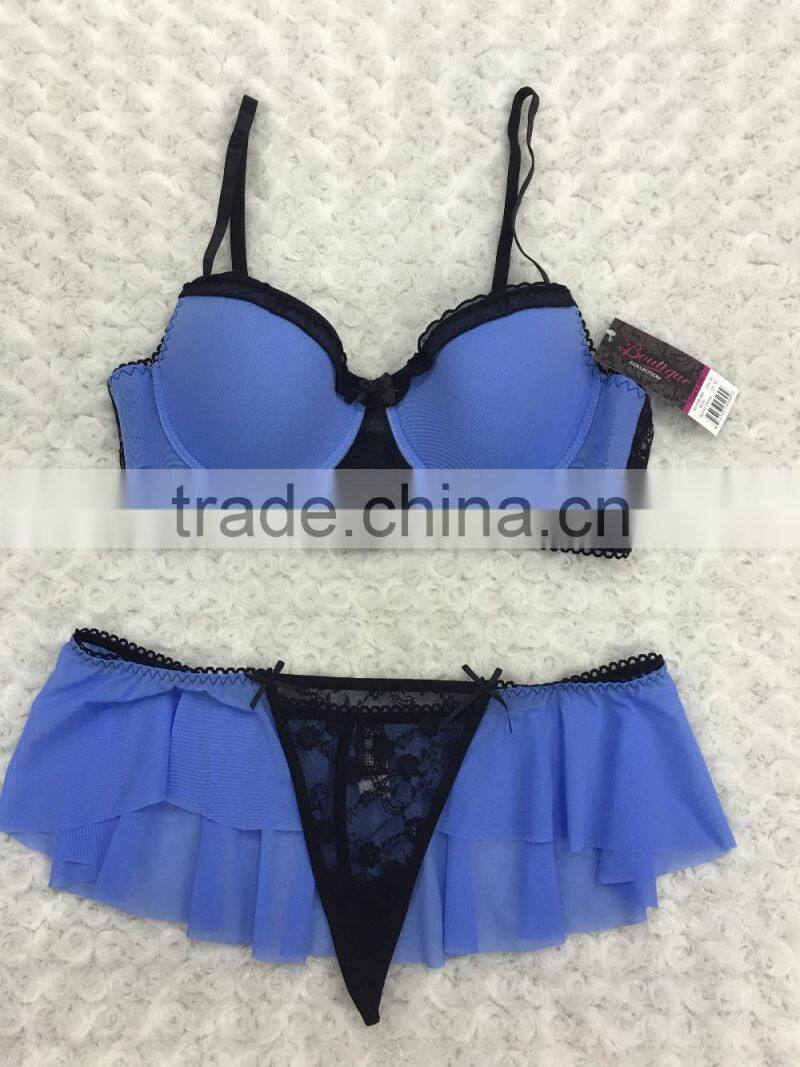 New fashion hot style falbala underwear sexy ladies bra panty set