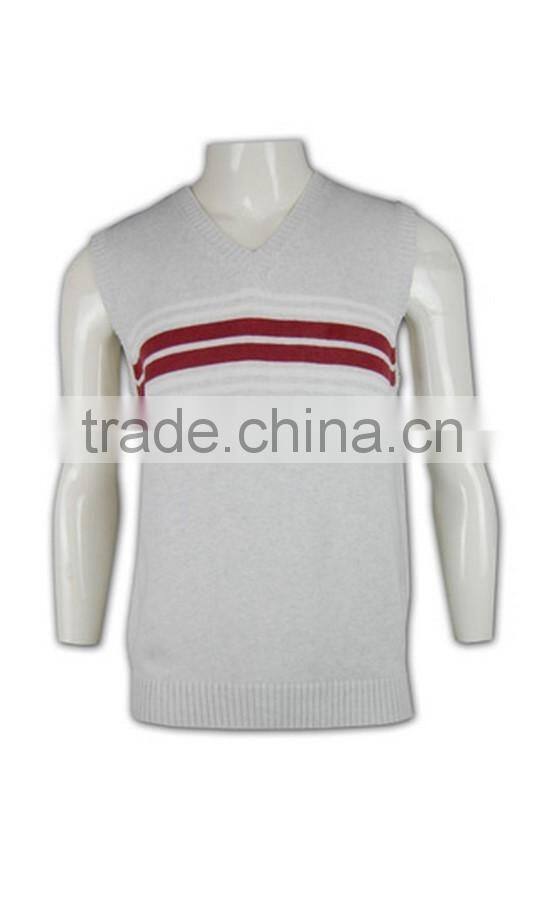 ISO9001/BSCI Manufature high quality light grey stylish striped knitted vest