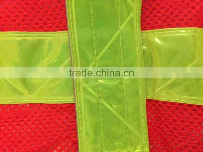 Hi viz orange mesh PVC reflective tape roadway safety vest for Canada