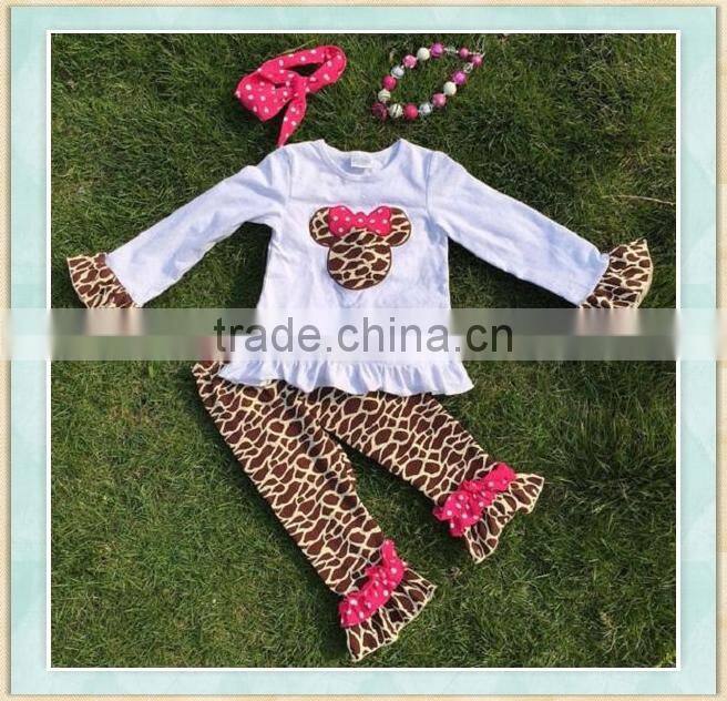 Baby dubai clothes factory direct sale cute mouse embroidery fall outfit export USA