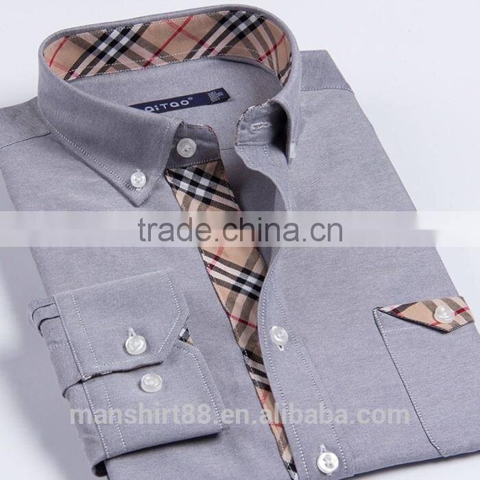 2017 high quality new fashion men button down contrast color oxford dress shirt