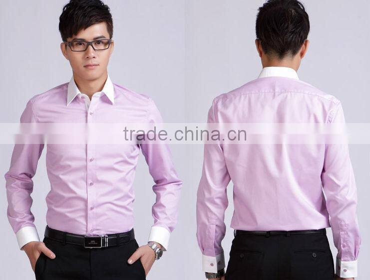 Slim blue light color long sleeve small collar cotton men shirts