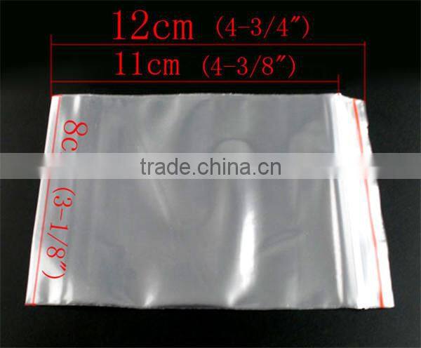 Plastic Zip Lock Bags Rectangle Transparent 12cm x8cm