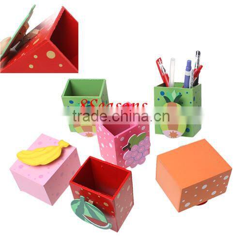 Mixed Wood Cute Pen Container Office Stationery Supplies Fruit Clips 8.5cm x 7cm