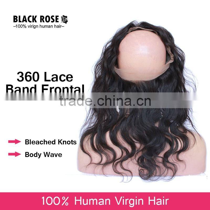 100% Brazilian Human Hair 360 Frontal , 2016 Hot Selling New Arrival Glueless Frontals 360 Lace Frontal Wig With Elastic Band