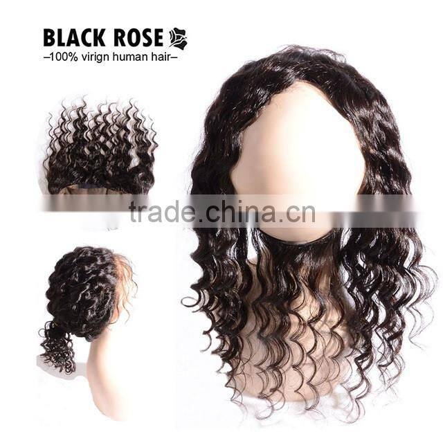 100% Brazilian Human Hair 360 Frontal , 2016 Hot Selling New Arrival Glueless Frontals 360 Lace Frontal Wig With Elastic Band