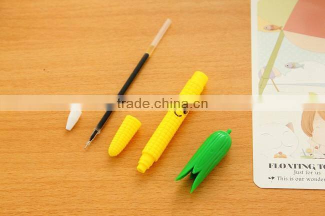 cute novel cartoon corn cob shape promotional gel pen for school kids