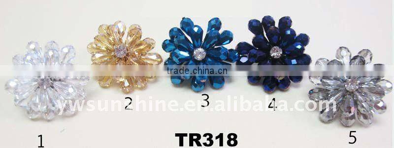 Fashion flower with crystal bead elastic ring