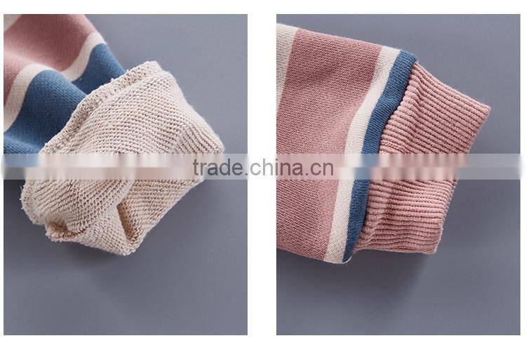 High quality long sleeve stripe cotton fleece baby romper