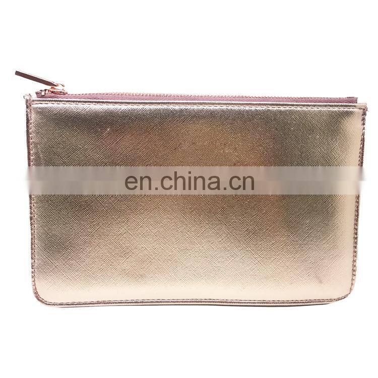 PU Rose Gold Metalic Makeup Bag Travel Girl Toiletry Bag Zip Lock Bag
