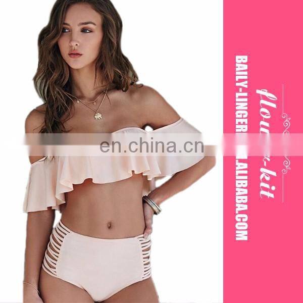 Black White Abstract Sexy Print Bikini Women High Waisted Bandeau Swimsuit
