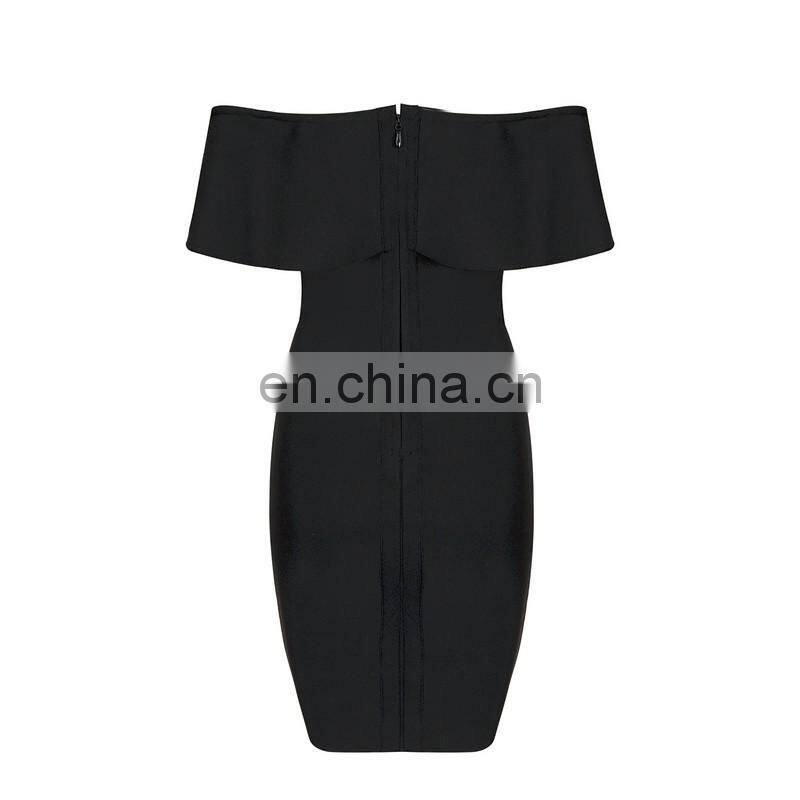 Amigo 2017 latst black off shoulder sexy bandage dress midi tube elegant embroidery evening dresses for girls party wear