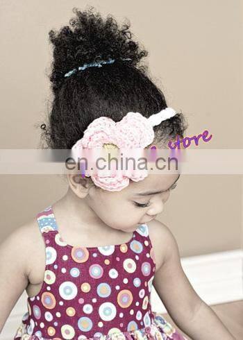 2014 Crochet Newborn Baby Headband With Flowers Photo prop