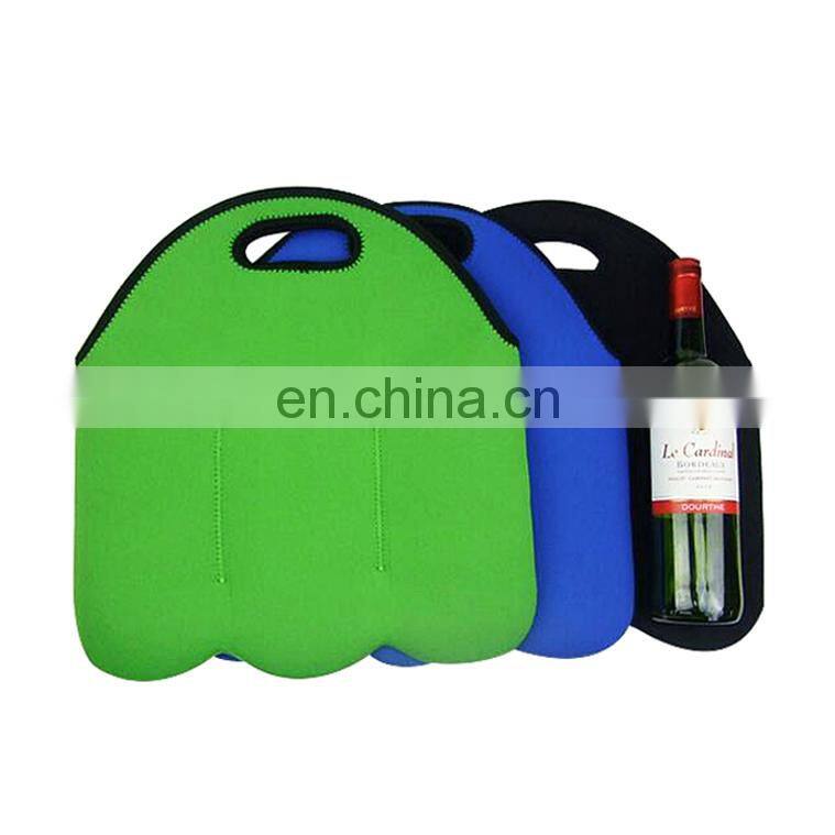 Hot selling new arrival 750ml neoprene reusable divided wine tote bag