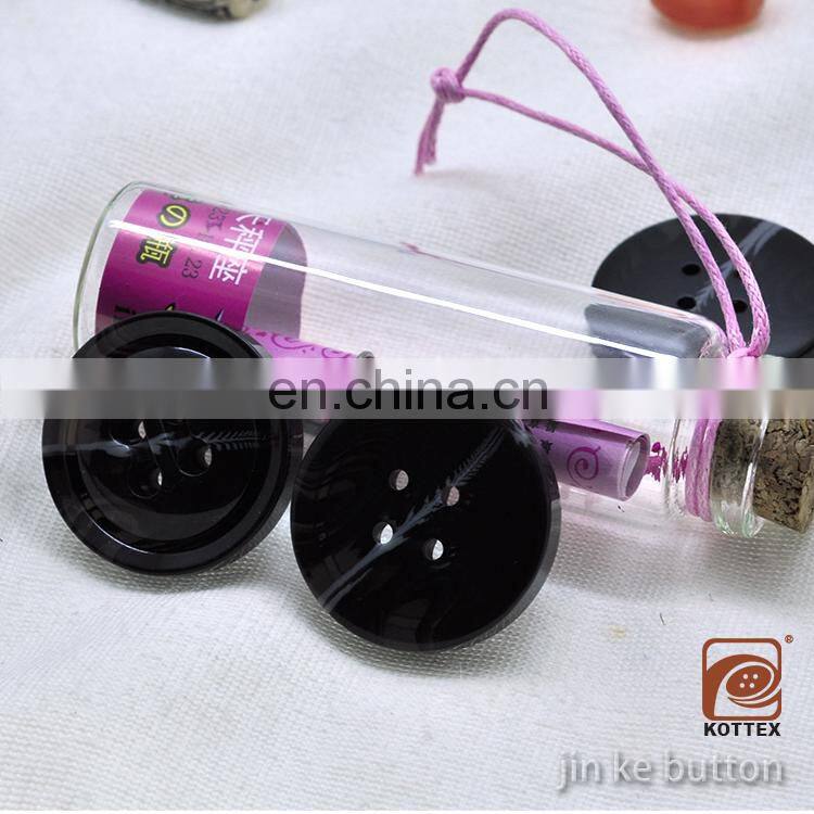 Chinese Stock Button, 4 Holes Brown/Black Rod Color Horn Resin Polyester Coat Button Has Big- Small Eyes, For Shirt, Coat