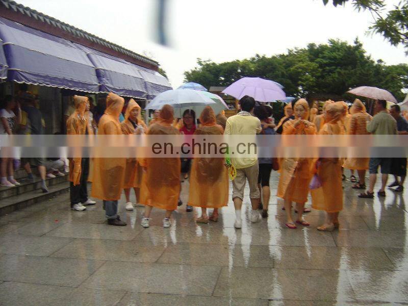 PROMOTIONAL PLASTIC RAINCOAT WITH SLEEVES DISPOSABLE RAINCOAT