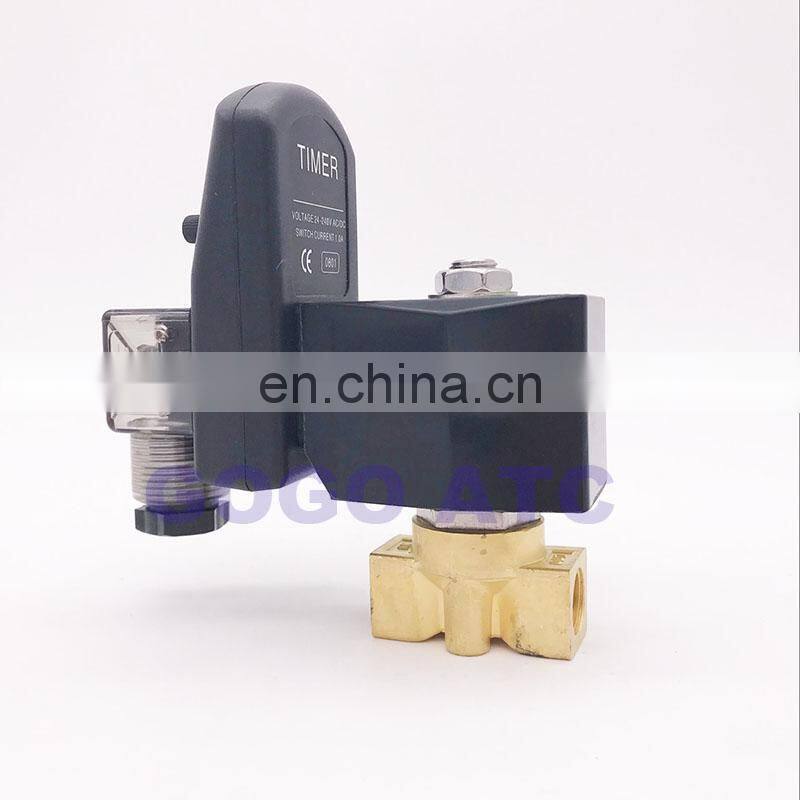GOGO 0-90bar 2 way water high pressure solenoid valve 1/8" 1/4" BSP Orifice 1.5mm normally closed brass timer drain valve