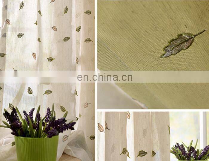 fantasy leaf pattern elegant plain embroidered texture linen curtain for decor