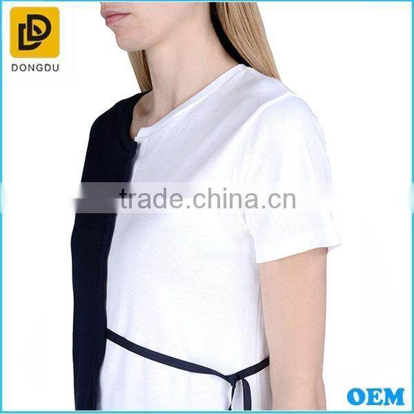 2016 black and white stripe casual T-shirt with short sleeves