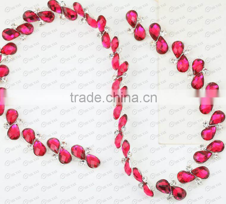 W0319 metal crystal sewing accessorie trimming,charming metal crystal accessories