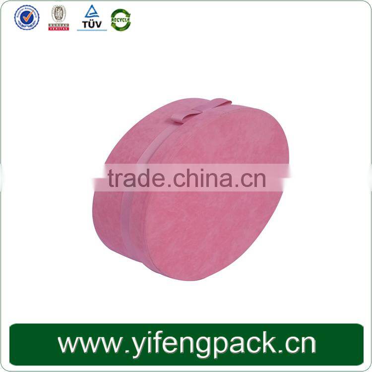 Customized decorative pink velvet large cardboard round gift box