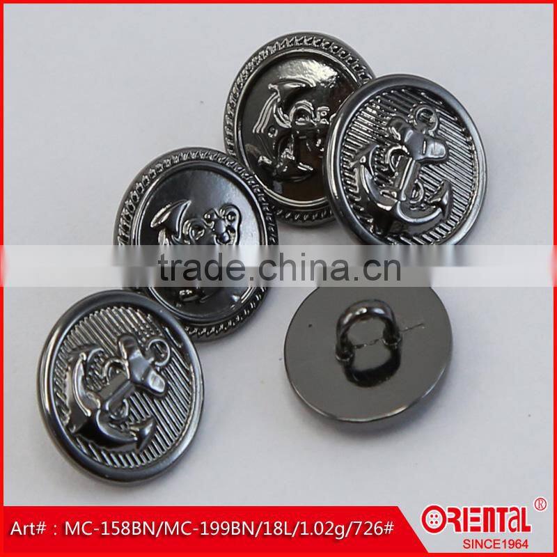 anti-silver anchor logo metal shank button