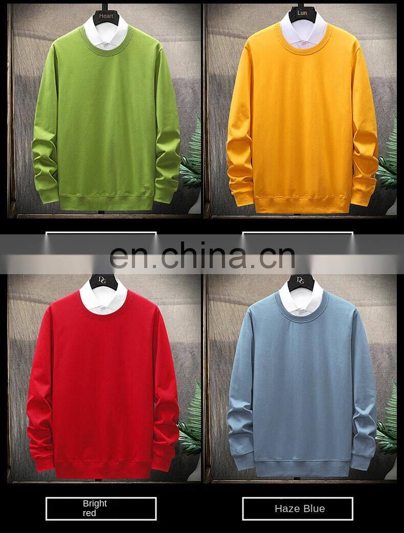 Custom brand round neck plain sweatshirt 100% cotton high quality men custom pullover hoodie plus size men t-shirt
