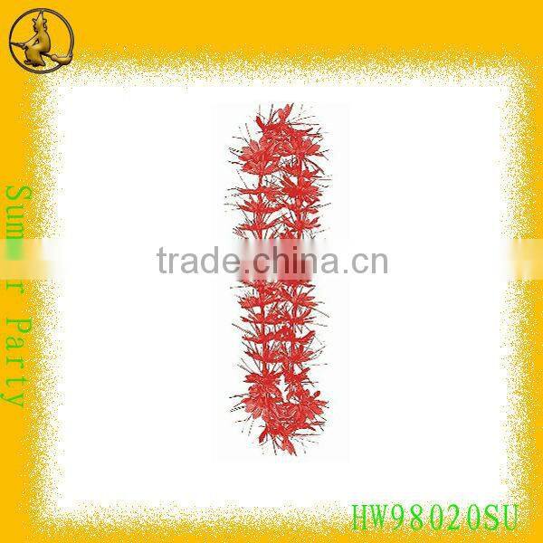 Red Plastic Summer Party Flower Leis with 36 Pairs of Flower