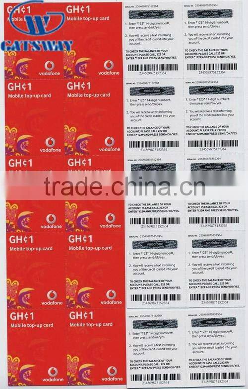 4c printing 0.76mm pvc scratch cards for mobile phone