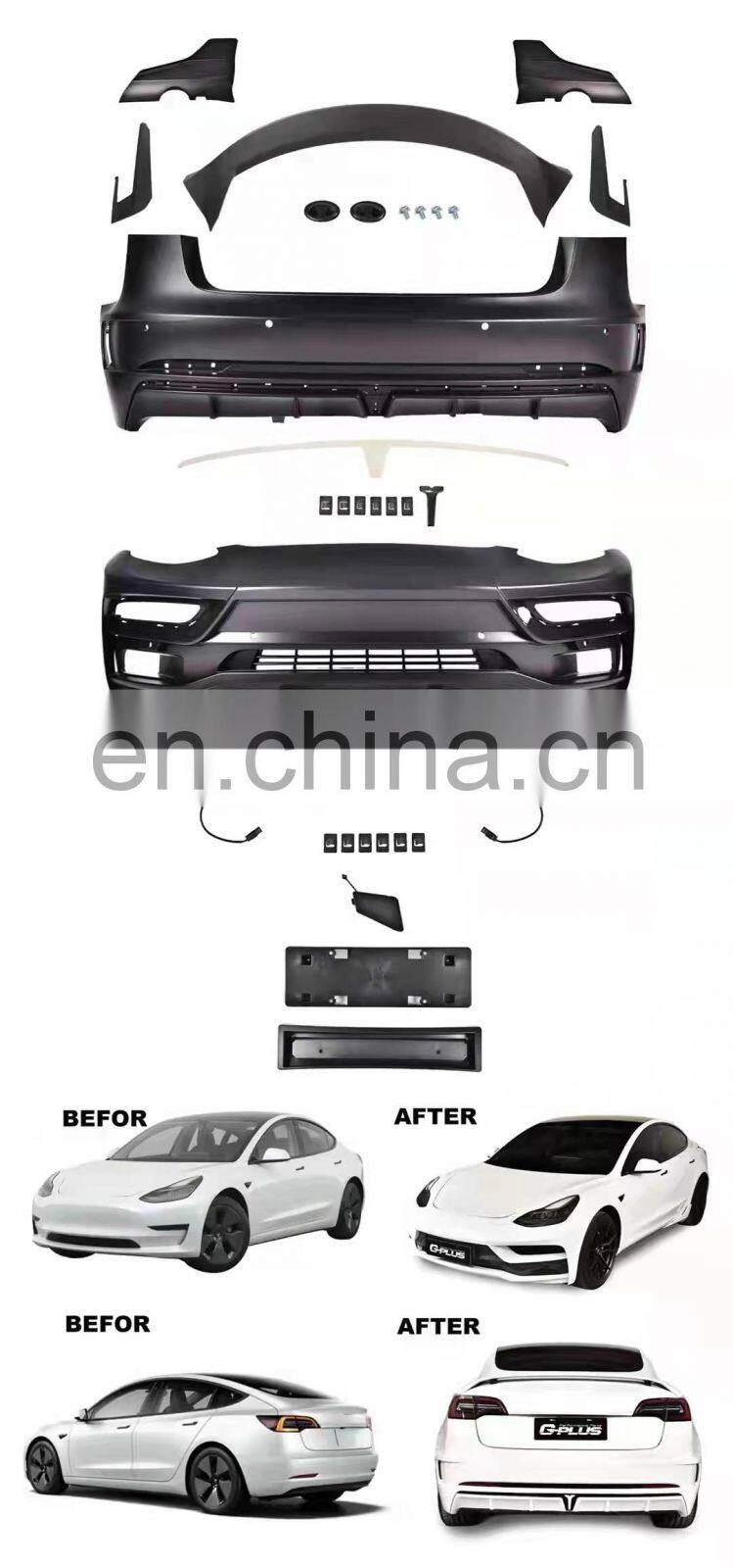 Runde In Stock New Automotive Kit For Tesla Model 3 Upgrade ST Style Body Kit Front Rear Bumper Side Skirts Spoiler