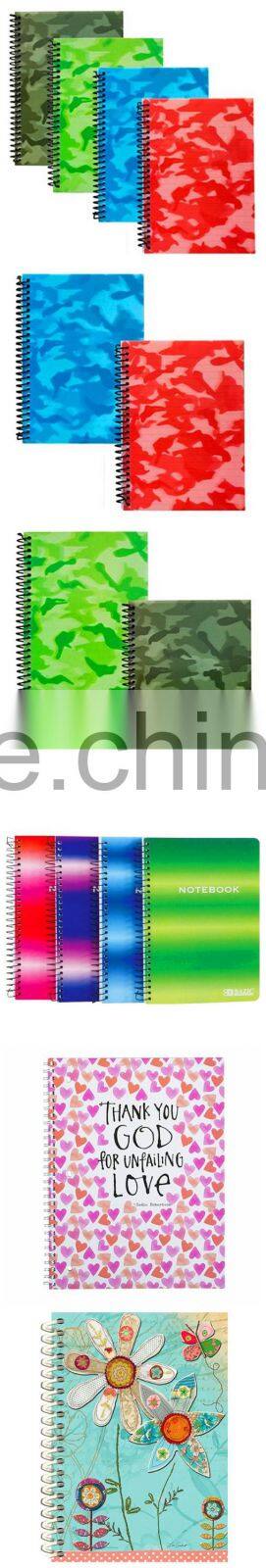 plastic cover spiral notebook with custom printing