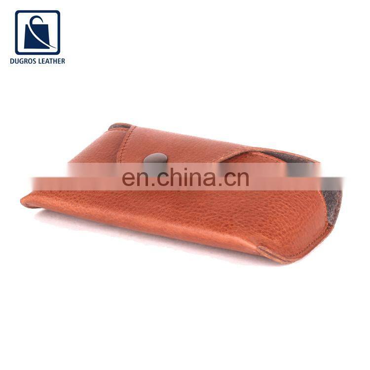 Microfiber Lining Material Anthracite Fitting Stylish Fashion Designer Unisex Genuine Leather Sunglasses Case Supplier