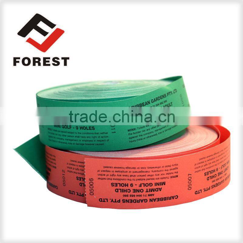 raffle ticket/coupon ticket roll paper, printing redemption ticket roll