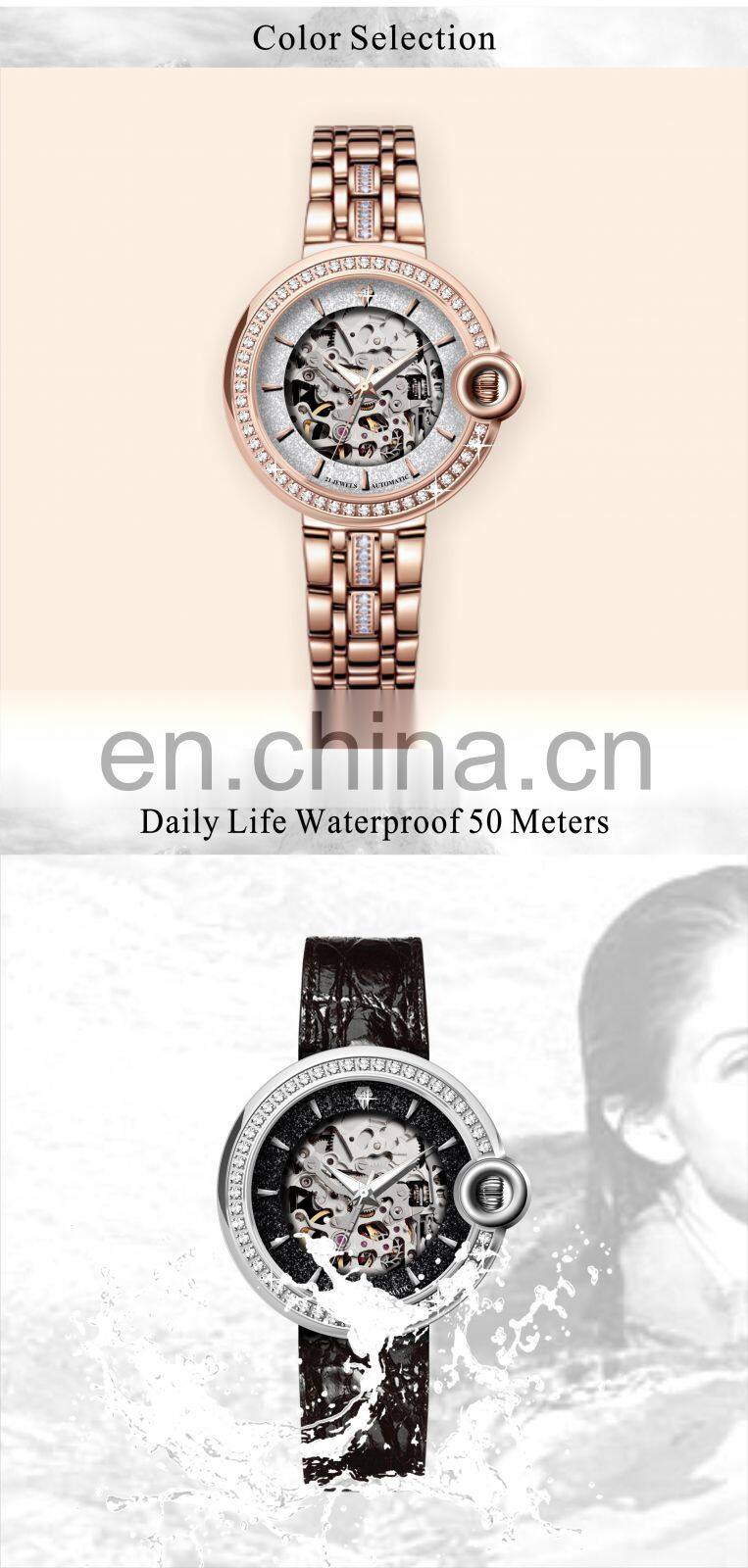 Customized Luxury Brands Watch Gold Mechanical Movement Ladies Wrist New Watch